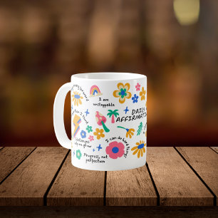 Ermächtigungs-Retro-Geschenk, Groovy-Blumen-Affirm Kaffeetasse