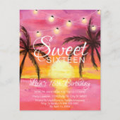 Ermäßigung 16 . Geburtstag, Beach Birthday Einladu (Vorderseite)
