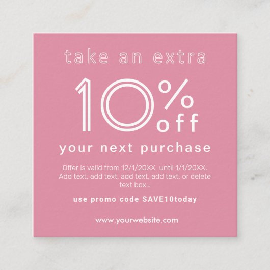 Ermäßigung auf die nächste Visitenkarte Begleitkarte (Vorderseite)