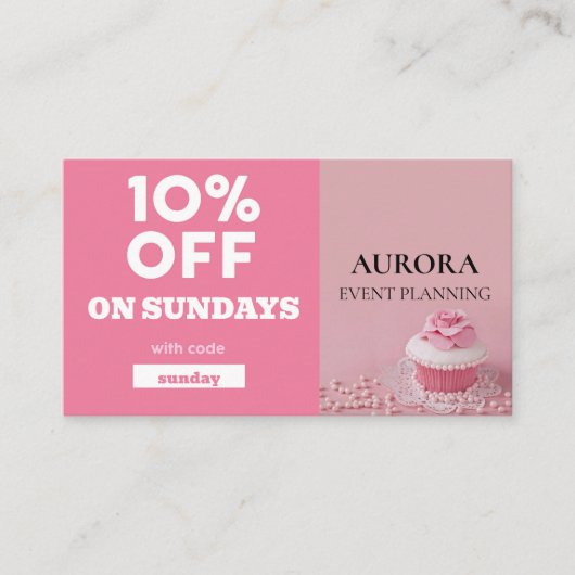 Ermäßigung bei der Veranstaltungsplanung Visitenkarte (Vorderseite)