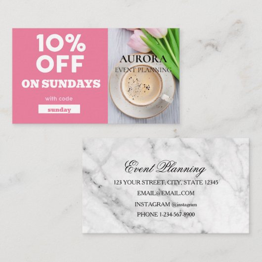 Ermäßigung bei der Veranstaltungsplanung Visitenkarte (Vorne/Hinten)