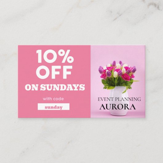 Ermäßigung bei der Veranstaltungsplanung Visitenkarte (Vorderseite)