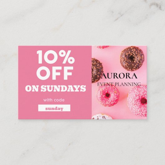 Ermäßigung bei der Veranstaltungsplanung Visitenkarte (Vorderseite)