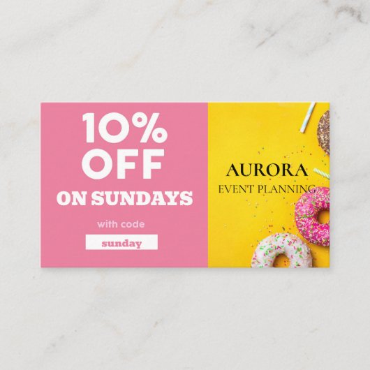 Ermäßigung bei der Veranstaltungsplanung Visitenkarte (Vorderseite)