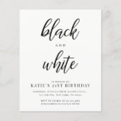 Ermäßigung Elegante Schwarz-Weiß-Party Einladungen (Vorderseite)