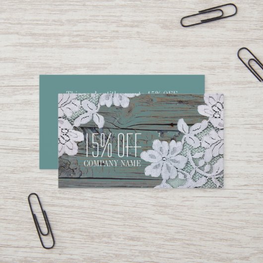 Ermäßigung für rustikales Weißspitzen Aquamarines Visitenkarte (Vorderseite/Rückseite Beispiel)