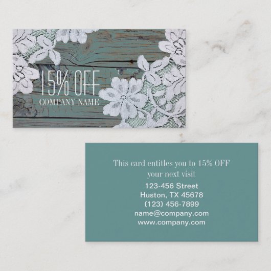 Ermäßigung für rustikales Weißspitzen Aquamarines Visitenkarte (Vorne/Hinten)