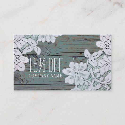 Ermäßigung für rustikales Weißspitzen Aquamarines Visitenkarte (Vorderseite)