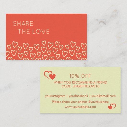 Ermäßigung Valentinherzen Visitenkarte (Vorne/Hinten)