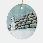 Ermine im Schnee Keramik Ornament (Links)