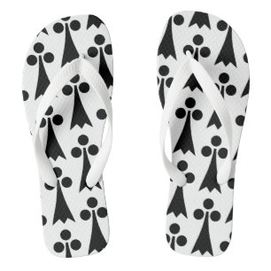 Ermine Pattern, mittelalterliches Muster, Schwarz Badesandalen