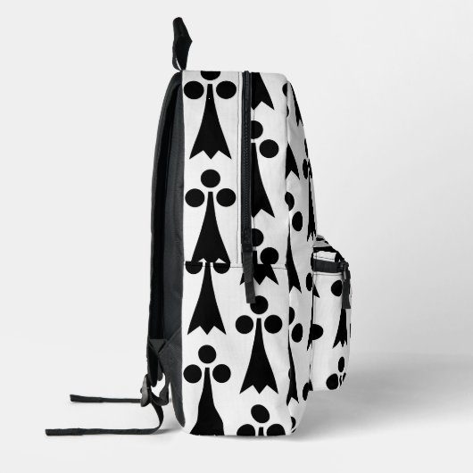 Ermine Pattern, mittelalterliches Muster, Schwarz  Bedruckter Rucksack (Links)