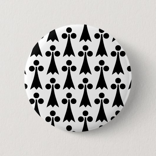 Ermine Pattern, mittelalterliches Muster, Schwarz Button (Vorderseite)