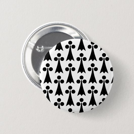 Ermine Pattern, mittelalterliches Muster, Schwarz Button (Vorne & Hinten)