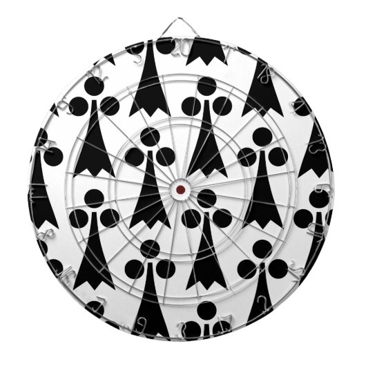 Ermine Pattern, mittelalterliches Muster, Schwarz  Dartscheibe (vorne)