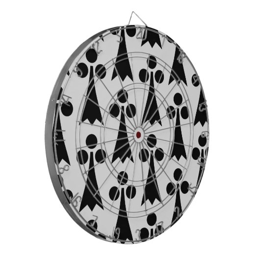 Ermine Pattern, mittelalterliches Muster, Schwarz Dartscheibe (Vorderseite Links)