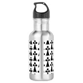 Ermine Pattern, mittelalterliches Muster, Schwarz  Edelstahlflasche (Rückseite)