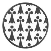 Ermine Pattern, mittelalterliches Muster, Schwarz Eishockey Puck (Vorderseite)