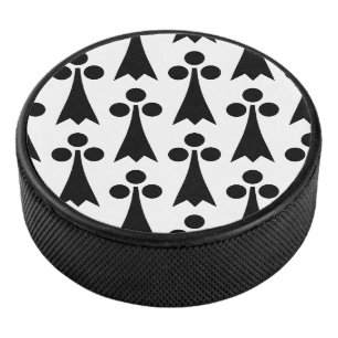 Ermine Pattern, mittelalterliches Muster, Schwarz  Eishockey Puck