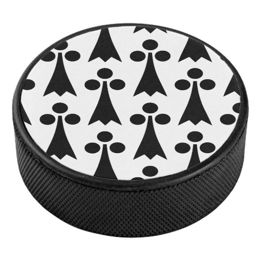 Ermine Pattern, mittelalterliches Muster, Schwarz Eishockey Puck (3/4)