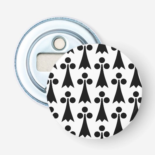 Ermine Pattern, mittelalterliches Muster, Schwarz  Flaschenöffner (Vorderseite)