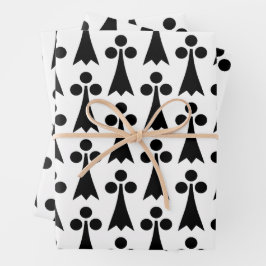 Ermine Pattern, mittelalterliches Muster, Schwarz  Geschenkpapier Set