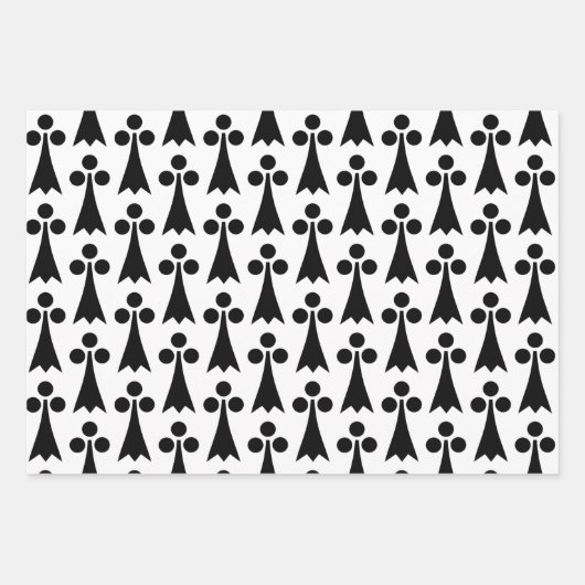 Ermine Pattern, mittelalterliches Muster, Schwarz  Geschenkpapier Set (Vorderseite)