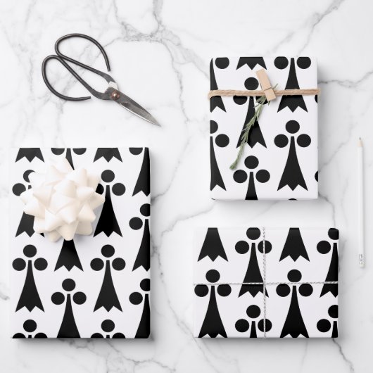Ermine Pattern, mittelalterliches Muster, Schwarz Geschenkpapier Set (Vorderseite)