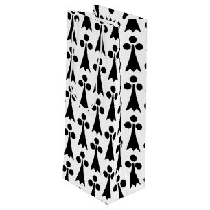 Ermine Pattern, mittelalterliches Muster, Schwarz  Geschenktüte Für Weinflaschen