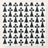 Ermine Pattern, mittelalterliches Muster, Schwarz  Glasuntersetzer (Vorderseite)