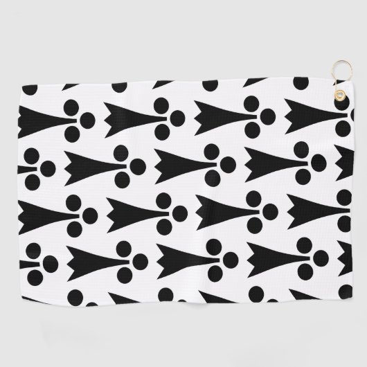 Ermine Pattern, mittelalterliches Muster, Schwarz  Golfhandtuch (Horizontal)