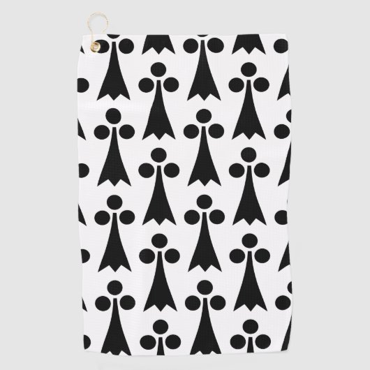 Ermine Pattern, mittelalterliches Muster, Schwarz  Golfhandtuch (Vorderseite)