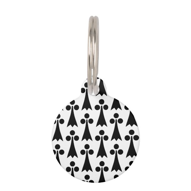 Ermine Pattern, mittelalterliches Muster, Schwarz  Haustiermarke (Vorderseite)