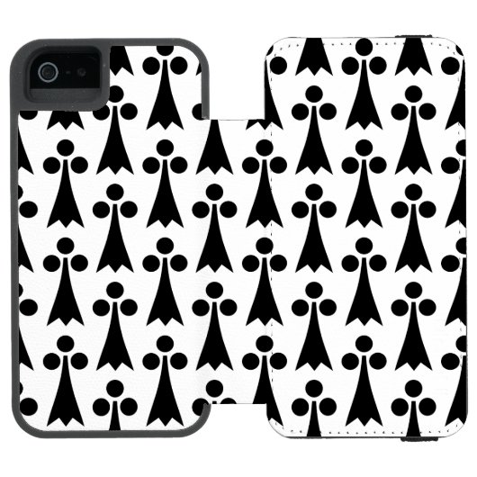 Ermine Pattern, mittelalterliches Muster, Schwarz Incipio iPhone Geldbeutel-Hülle (Folio Geöffnet)