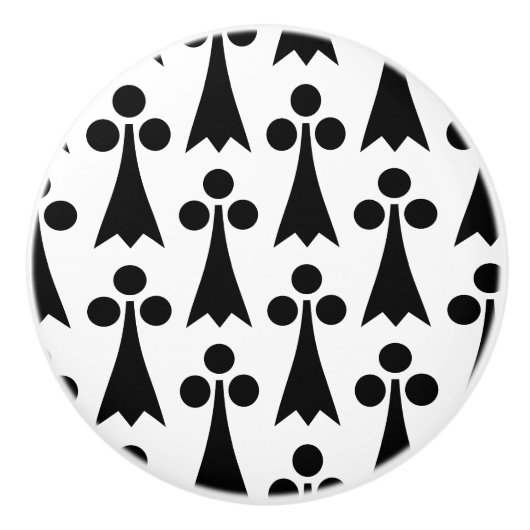 Ermine Pattern, mittelalterliches Muster, Schwarz  Keramikknauf (Vorderseite)