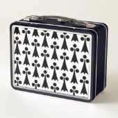 Ermine Pattern, mittelalterliches Muster, Schwarz  Metall Brotdose (Rückseite)