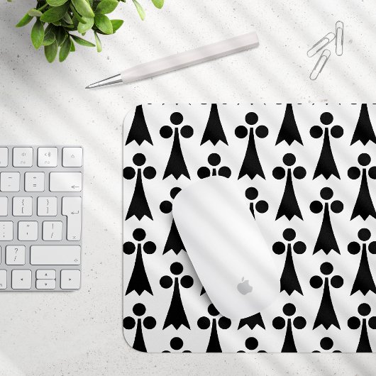 Ermine Pattern, mittelalterliches Muster, Schwarz  Mousepad