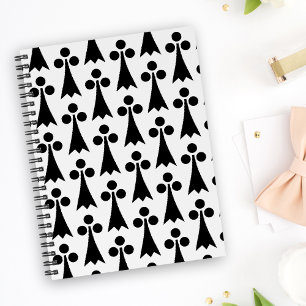 Ermine Pattern, mittelalterliches Muster, Schwarz  Notizblock