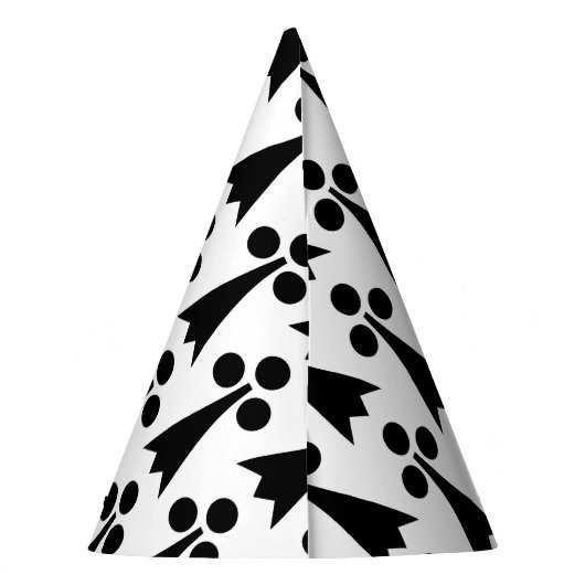 Ermine Pattern, mittelalterliches Muster, Schwarz  Partyhütchen (Rückseite)