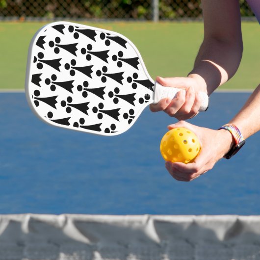 Ermine Pattern, mittelalterliches Muster, Schwarz Pickleball Schläger (InSitu)