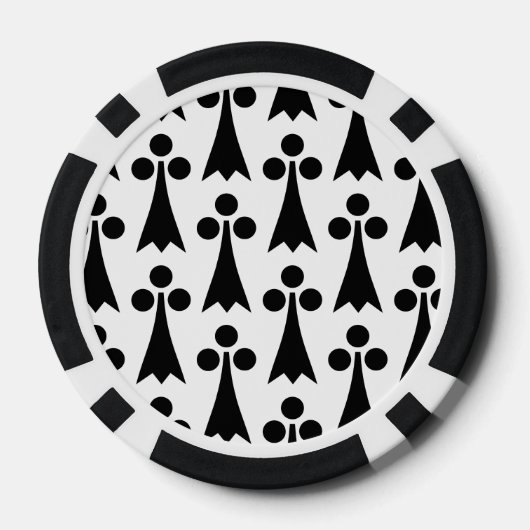 Ermine Pattern, mittelalterliches Muster, Schwarz  Pokerchips (Rückseite)