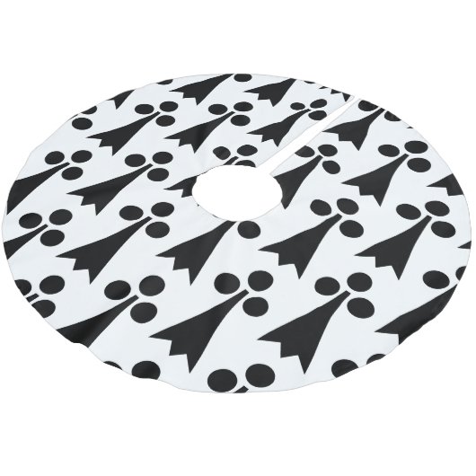 Ermine Pattern, mittelalterliches Muster, Schwarz  Polyester Weihnachtsbaumdecke (Schrägansicht)