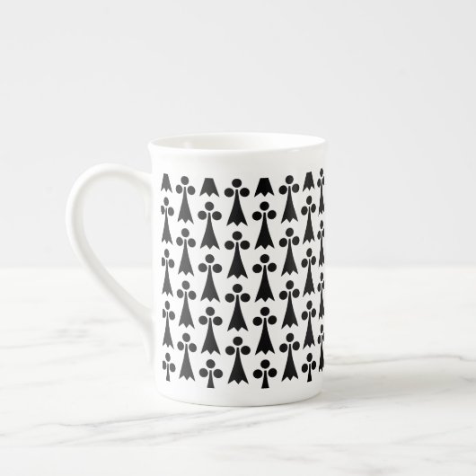 Ermine Pattern, mittelalterliches Muster, Schwarz  Porzellantasse (Links)