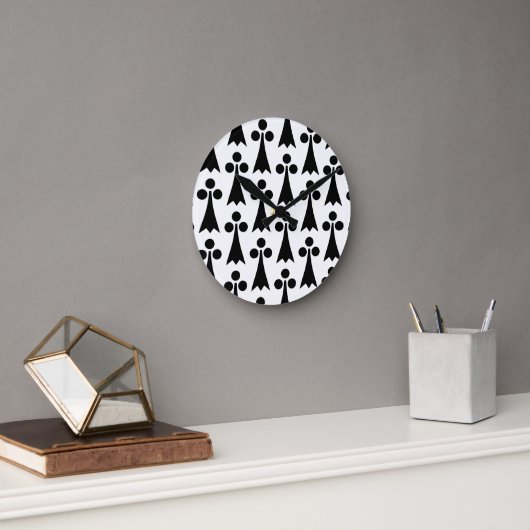 Ermine Pattern, mittelalterliches Muster, Schwarz Runde Wanduhr (Büro)