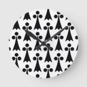 Ermine Pattern, mittelalterliches Muster, Schwarz Runde Wanduhr (Vorderseite)