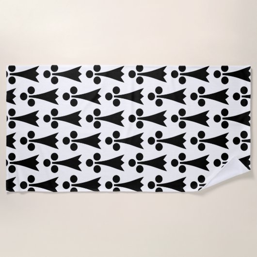 Ermine Pattern, mittelalterliches Muster, Schwarz  Strandtuch (Vorderseite)