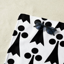 Ermine Pattern, mittelalterliches Muster, Schwarz  Strandtuch