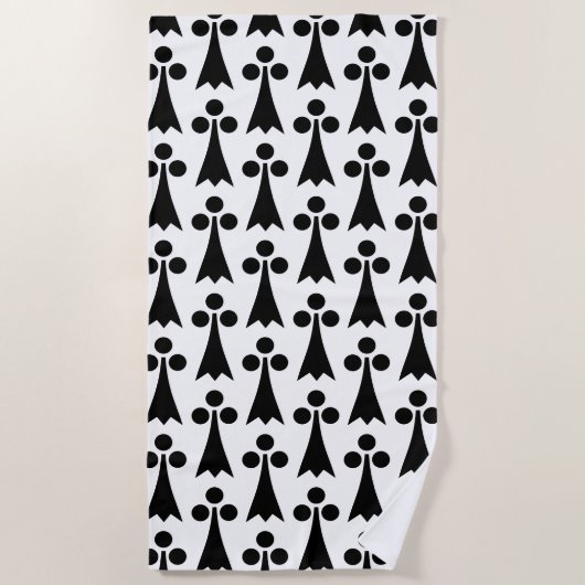 Ermine Pattern, mittelalterliches Muster, Schwarz  Strandtuch (Vorderseite)