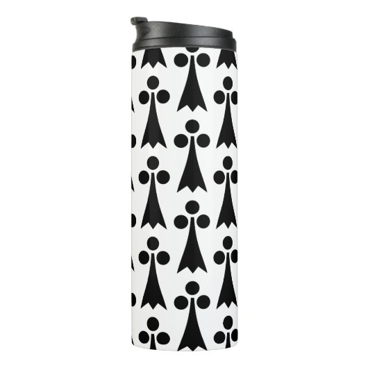 Ermine Pattern, mittelalterliches Muster, Schwarz  Thermosbecher (Nach rechts gedreht)