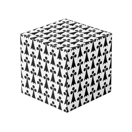 Ermine Pattern, mittelalterliches Muster, Schwarz  Würfel (Vorderseite Schrägansicht)